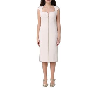 Elisabetta Franchi Kleedjes, Dames, Beige, M, Polyester, Zip Sheath Dress