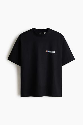 H&M Oversized Fit T-shirt in Black/nascar at Nordstrom, Size X-Large