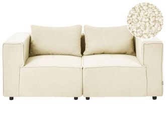 Beliani Sof&aacute; modular 2 plazas boucl&eacute; blanco crema