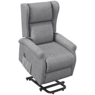 HOMCOM Power Lift Chair for the Elderly Fabric Recliner Armchair w/ Remote Grey | TJ Hughes