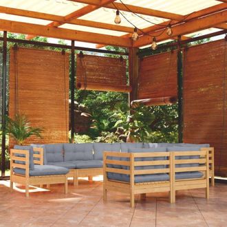 vidaXL Juego De Muebles De Jard&iacute;n 9 Pzas Y Cojines Madera Maciza Pino Vidaxl