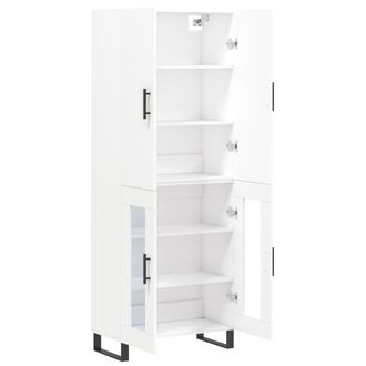 vidaXL Aparador Alto Madera Contrachapada Blanco 69,5x34x180 Cm Vidaxl