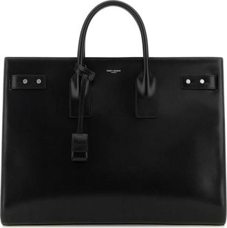 Saint Laurent Black logo-debossed tote bag