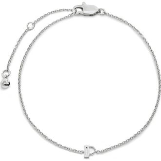 Monica Vinader Initial Pendant Bracelet in Sterling Silver P at Nordstrom