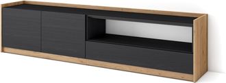 Skraut Home Skraut Home - Mueble Tv, Televisi&oacute;n, 207x37x50cm, Para Tv Hasta 80, Negro Y Roble