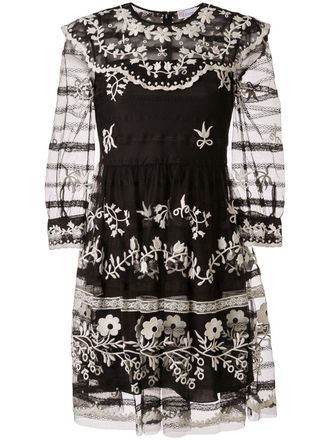 Red Valentino embroidered mini dress - Black