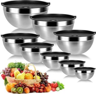 OEM Cuencos De Acero Inoxidable Con Tapa, Apilables, Ahorran Espacio, Cocina, Preparaci&oacute;n De Comidas