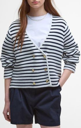 Barbour Abby Double Breasted Knit Jacket in Cloud Navy at Nordstrom, Size 14 Us