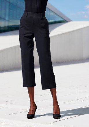 Lascana Culotte LASCANA, Damen, Gr. 32/34, N-Gr, blau (schwarz uni), Obermaterial: 68% Polyester, 30% Viskose, 2% Elasthan, Basic, 7/8-L&auml;nge, Hosen Culotte, m