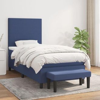 vidaXL Vidaxl - Cama Box Spring Con Colch&oacute;n Tela Azul 90x190 Cm