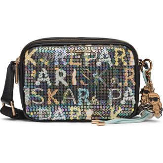 Karl Lagerfeld Maybelle Sequin KL Crossbody in Black Multi at Nordstrom
