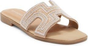 Top Moda Louise Embellished Slide Sandal in Beige at Nordstrom Rack, Size 6.5