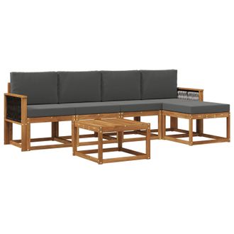 vidaXL Conjunto De Sof&aacute;s De Exterior 6 Pcs Natural Y Antracita Vidaxl