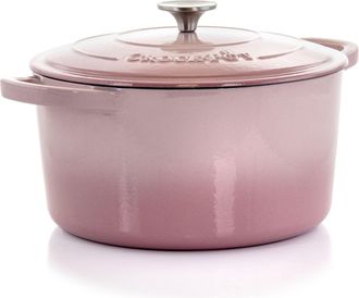 Crock-pot Artisan 2 Piece 7 Quarts Enamled Cast Iron Dutch Oven in Blush Pink