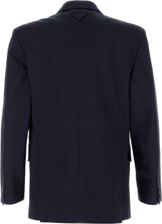 Prada Double-Breasted Cotton Blazer - Navy
