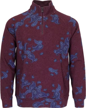 Lords of Harlech Craig Brushed Interlock Quarter Zip Pullover in Montgat Paisley Plum at Nordstrom, Size X-Large