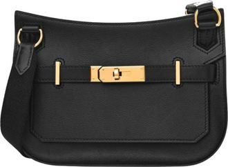 Herm&egrave;s Black Evergrain Leather Mini Jypsiere with Gold Hardware