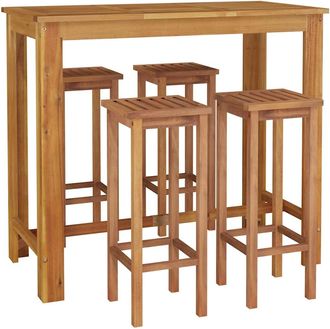 vidaXL Mesa Y Taburetes Altos De Jard&iacute;n 5 Pzas Madera Maciza Acacia Vidaxl