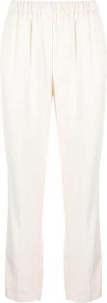 Forte_Forte elasticated high-waisted trousers - women - Cotton/Wool/Viscose - II - Neutrals