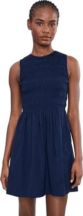 Madewell Selena Smocked Mini - Midweight Poplin Womens Dress Midnight Navy : LG (Womens 10-12), Cotton