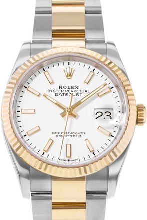 Rolex Pre-owned Rolex Datejust 36 Automatic Chronometer White Dial Mens Watch 126233 WSO