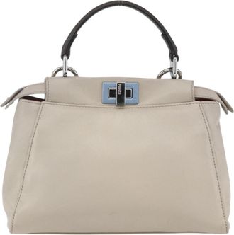 Fendi Peekaboo Bag Leather Beige Leather Handbag (Pre-Owned)