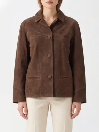 Tory Burch Suede Shirt Jacket with Classic Collar and Slit Pockets