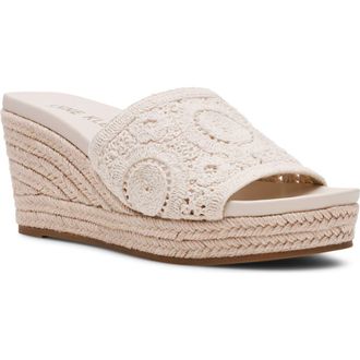 Anne Klein Effy Espadrille Slide Sandal in Creme Crochet at Nordstrom, Size 8.5