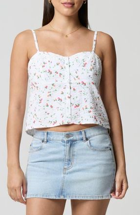 Florence By Mills Lace Trim Gingham Crop Stretch Cotton Camisole in Strawberry at Nordstrom, Size Xx-Small