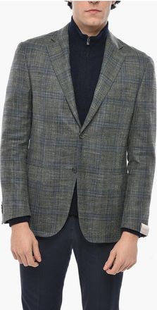 Corneliani Wool Single Breasted GATE Blazer With Check Motif size 52