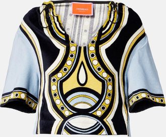 La DoubleJ Portal printed hooded cotton terry top