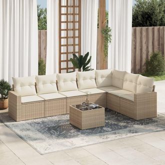 vidaXL Vidaxl - Juego De Sof&aacute;s De Jard&iacute;n Con Cojines Beige 8 Pzas Rat&aacute;n Pe