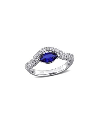 Rina Limor Silver 1.44 ct. tw. Lab-Grown Sapphire Curved Ring