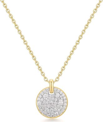 Ania Haie Pav&eacute; Disc Pendant Necklace in Mixed Shiny Gold Silver at Nordstrom