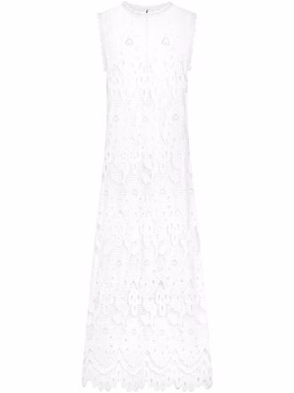Dolce & Gabbana openwork sleeveless maxi dress - women - Cotton/Cotton/Polyester - 38 - White