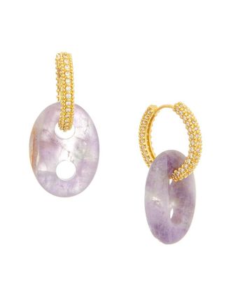 Crystal Haze 18K Plated Amethyst Cz Dangle Earrings