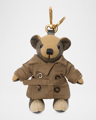 Burberry Thomas Check Cashmere Teddy Bear in Trench Coat Bag Charm