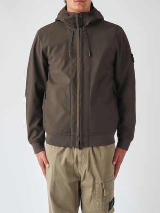 Stone Island Shell Hooded Windbreaker in Soft Shell-R Fabric