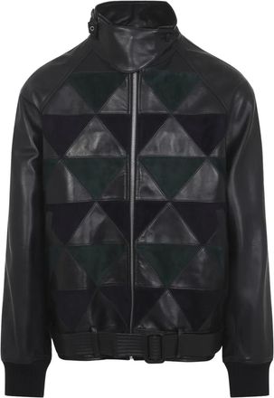 Lanvin geometric-panel leather jacket - men - Calf Leather - 50 - Black