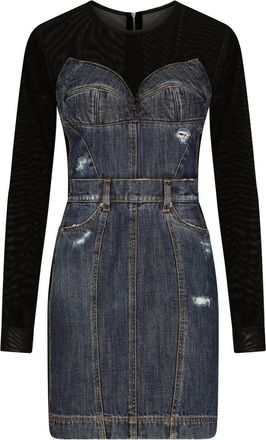 Dolce & Gabbana long-sleeve denim minidress - women - Cotton - 46 - Blue