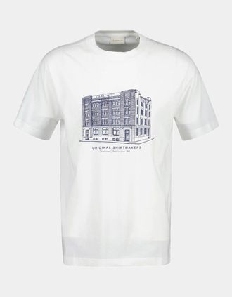 GANT Mens GANT Mens Factory Graphic Short Sleeve T-Shirt - 113 Eggshell - White - Size: 38