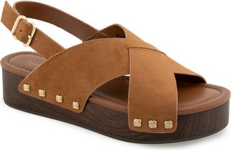 Splendid Quandry Woodgrain Platform Slingback Sandal in Caramel at Nordstrom Rack, Size 6.5