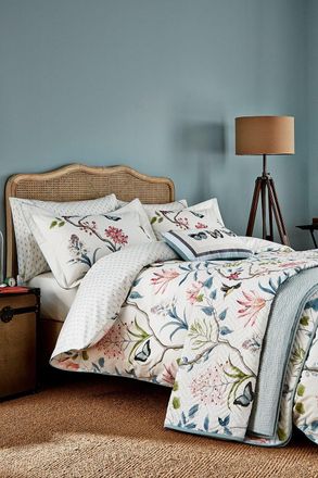 Sanderson Clementine Cotton Duvet Cover Set in Duck Egg Blue | Size: Super King