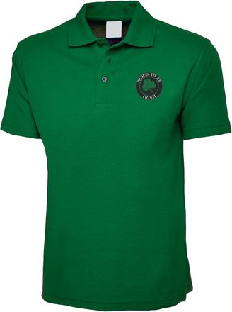 Generic Embroidered Proud to Be Irish Badge Unisex Adults Polo Shirt, Ireland Flag Polo Shirt, Patriotic Poloshirt, Casual Wear Polo Shirt for Adults Kelly Gr