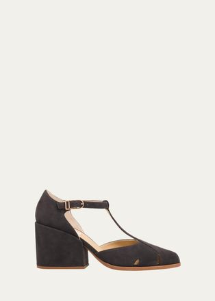 Gabriela Hearst 80mm Hawes Suede T-Strap Sandals