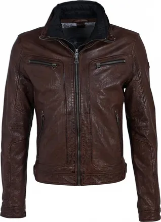Mauritius Mens Bain Cf Leather Jacket In Dark Wood