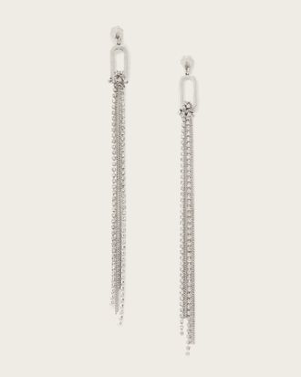 AllSaints Main: 50% Brass, 45% Glass, 4% Stainless Steel, 1% CZ Stone April Chain Fringe Earrings, Size: One Size