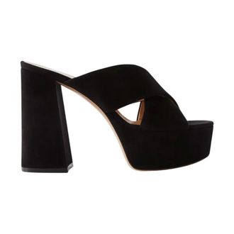 Gianvito Rossi Heeled Mules, female, Black, 7 UK, Black Suede Platform Cross Strap Sandals