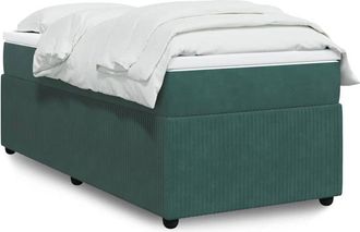vidaXL Cama Box Spring Con Colch&oacute;n Terciopelo Verde Oscuro 100x200 Cm Vidaxl