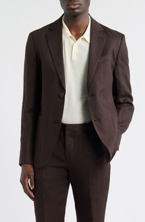Nordstrom Henrik Trim Fit Solid Italian Linen Suit Separate Jacket in Dark Brown at Nordstrom, Size 46 Xl